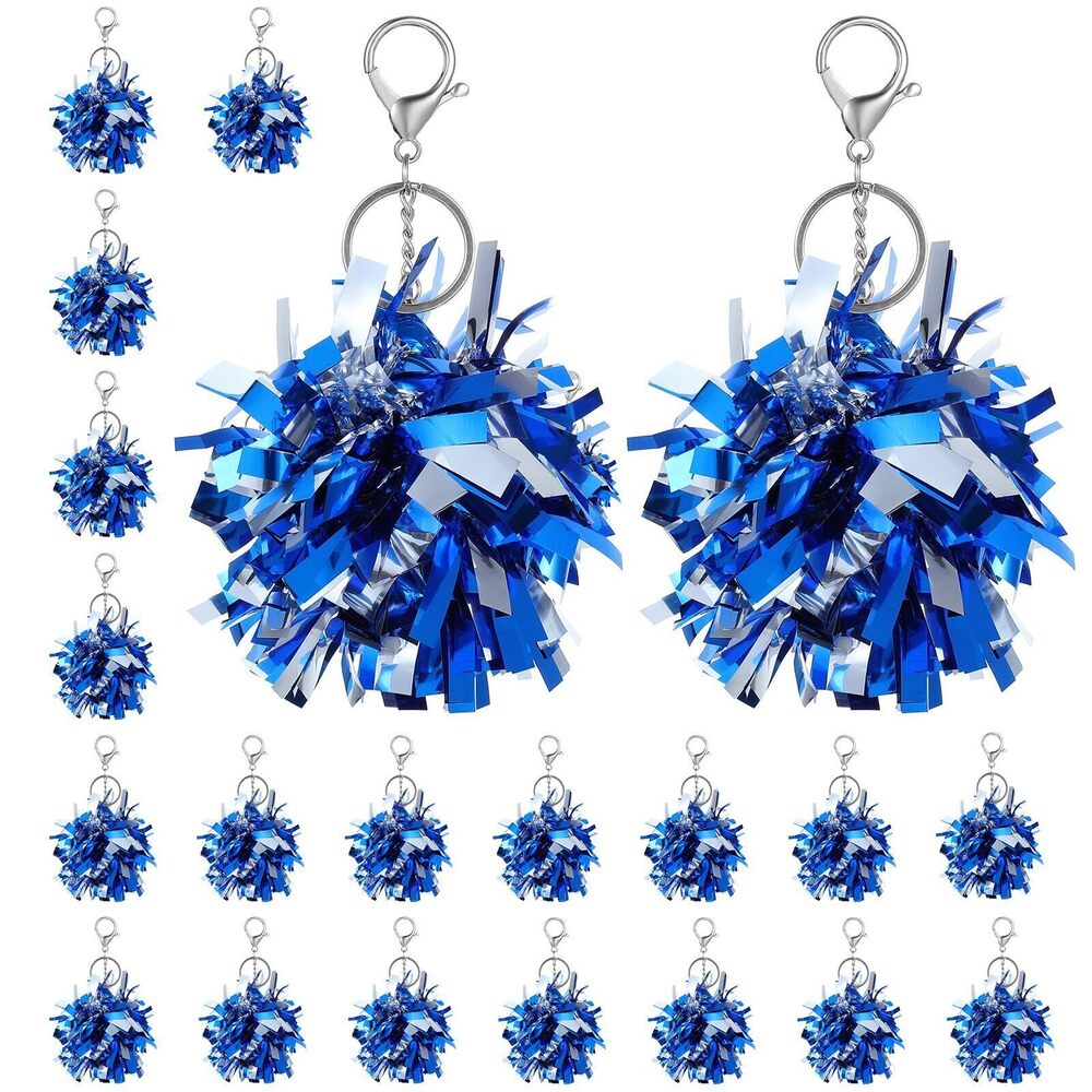 3501 24Pcs Cheer Pom Pom Keychain for Cheerleader Gifts, Cute Cheerleading